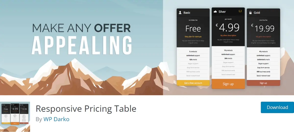 Responsive Pricing Table Plugin