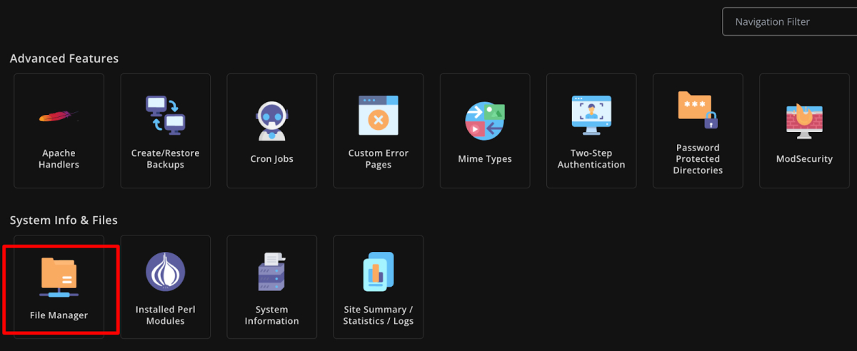 File Manager on Hosting cPanel