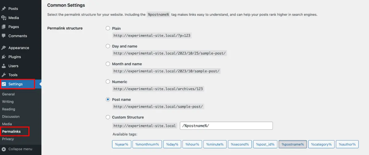 Reset Your Permalink Structure