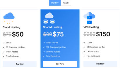 Hosting Pricing Table with Toggle