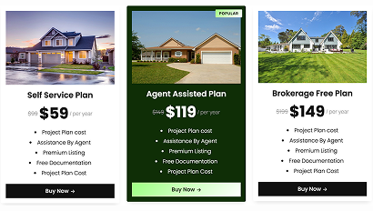 Property Pricing Table with Visual Plan