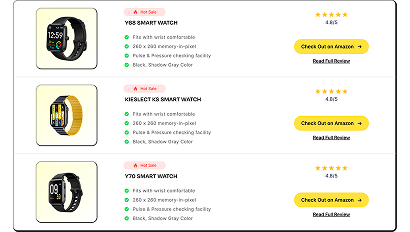 Smartwatch Product Review Comparison Table