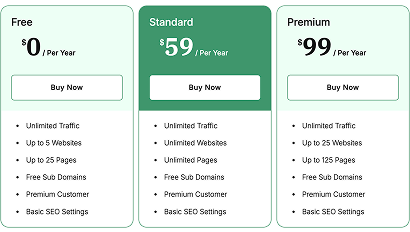 Three-Column Plan Comparison Pricing Table