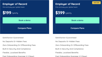 Two-Column Plan Comparison Pricing Table
