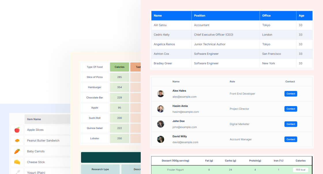 Data Table Templates