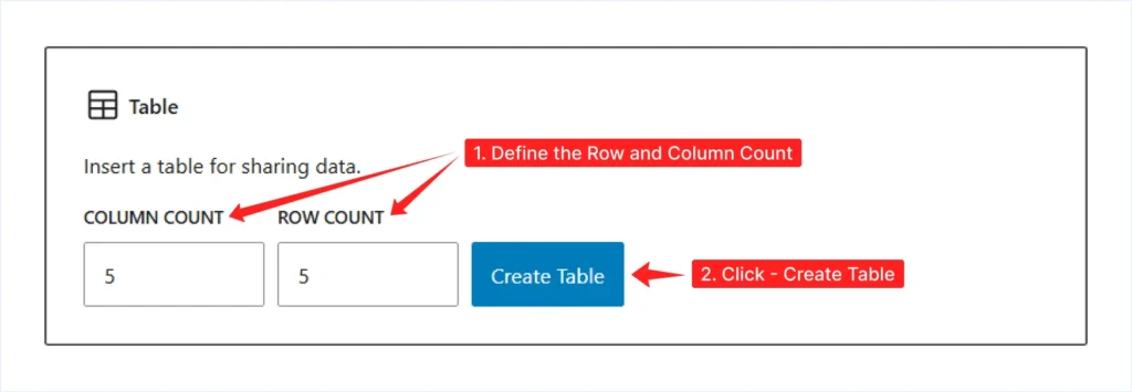 Defining Table Structure