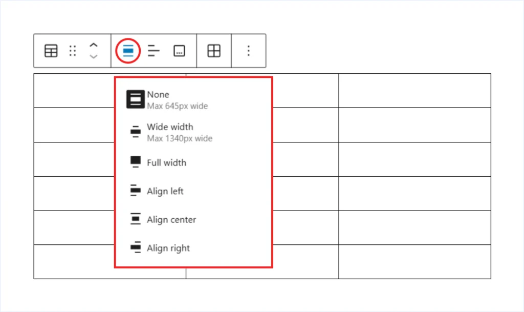 Table Block Alignment
