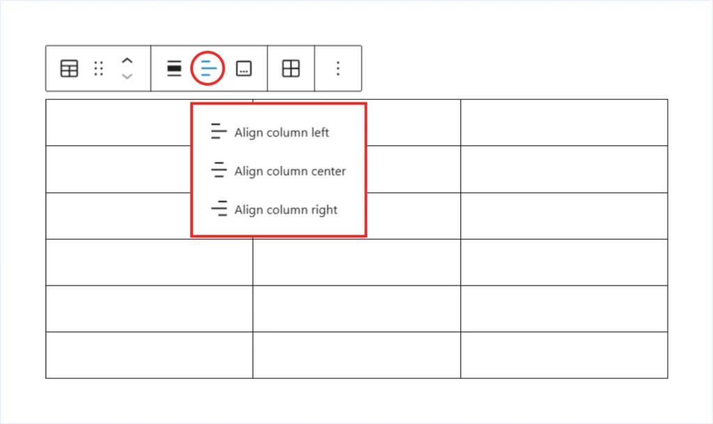 Table Block Column Alignment