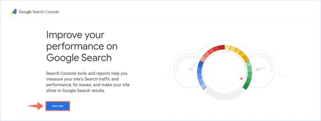 Click start now button from google search console