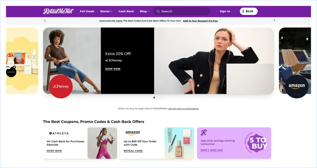 RetailMeNot Website Homepage