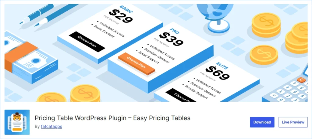 Easy Pricing Tables by Fatcatapps