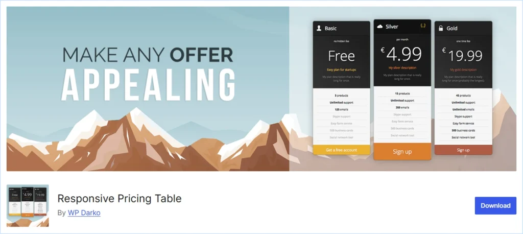 Responsive Pricing Table by WP Darko