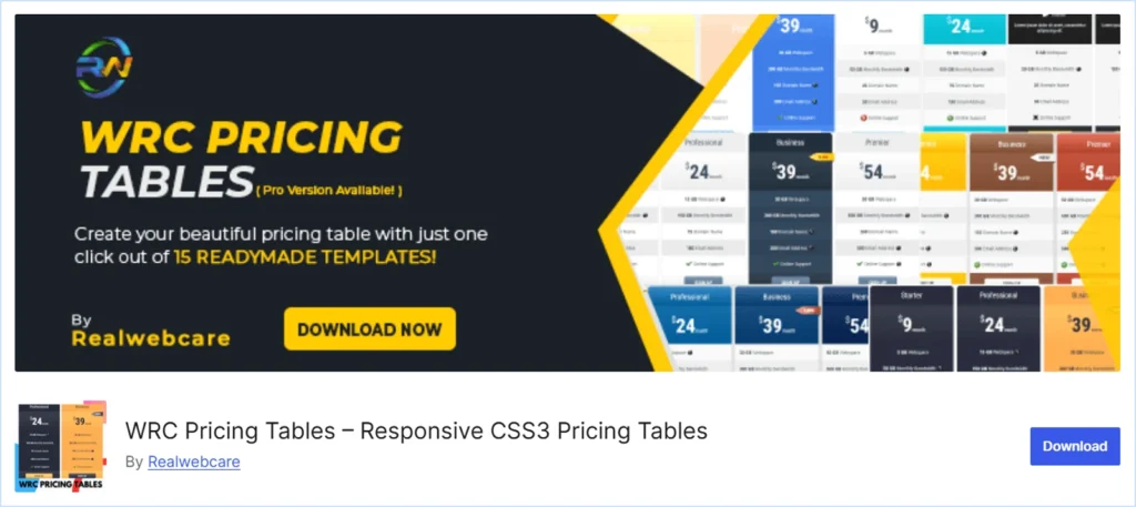 WRC Pricing Tables